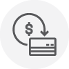 credit card icon with circular arrow and dollar symbol