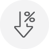 downward arrow with percentage symbol